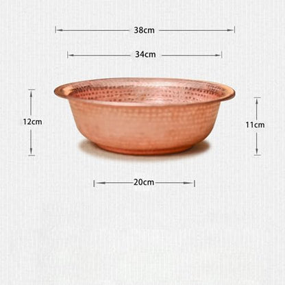Hand-Hammered Copper Foot Soak Basin - Portable Pedicure Bowl for Camping, Picnics, Versatile Fire Bowl and Incinerator, 40cm Diameter