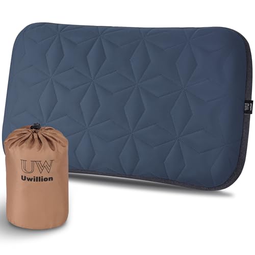 UWILLION Camping Pillow with Removable Cover Large Size 24“ x 15" - Ultralight Inflatable Pillow for Camping Lightweight, Ergonomic and Washable for Camping, Hiking, and Travel Gray - color: Grey