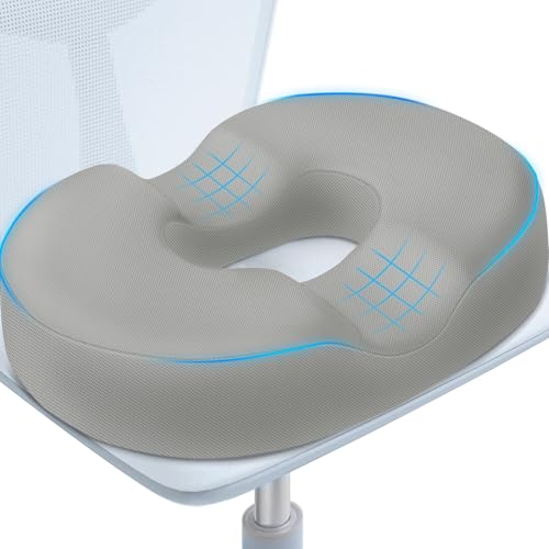 BlissTrends Donut Pillow Seat Cushion, Memory Foam Lifting Cushions - color: Light Grey, size: XX-Large