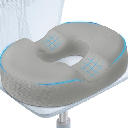 BlissTrends Donut Pillow Seat Cushion, Memory Foam Lifting Cushions - color: Light Grey, size: XX-Large