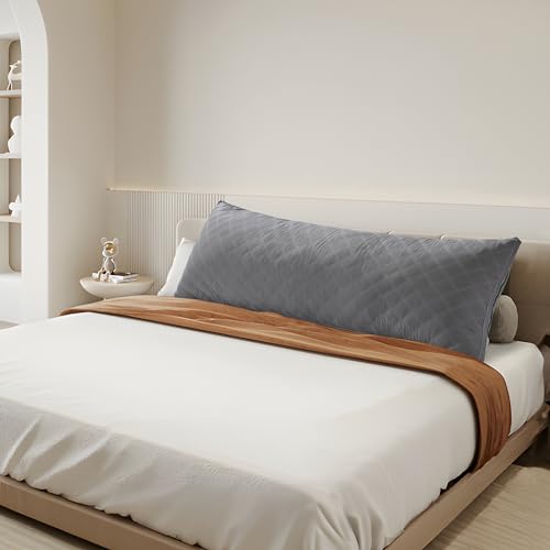 Oubonun Full Body Pillow for Side Sleeper, Adjustable Firm Long Bed Pillow - color: Gray-gray Side