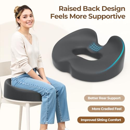 TushGuard Donut Pillow Seat Cushion Memory Foam Lifting Cushions, Gray - color: Gray