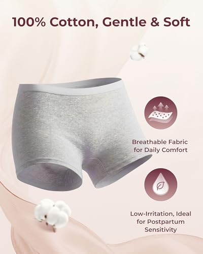 Momcozy 7-Pack 100% Cotton Disposable Postpartum Underwear, Wide Gusset - color: Gray, size: X-Large
