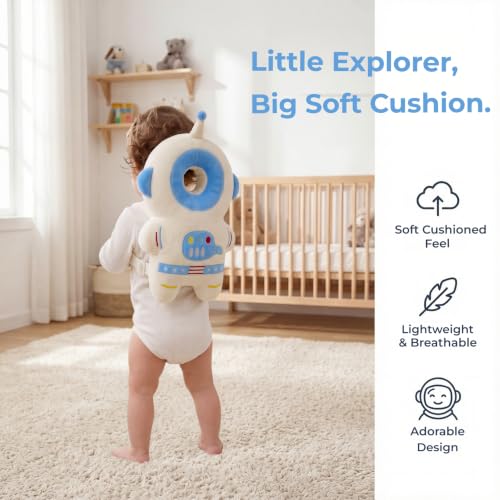 Baby Head Protector Backpack - Soft & Lightweight Fall Cushion Backpack for Toddlers Walking and Crawling(Blue Astronaut) - color: Blue Astronaut