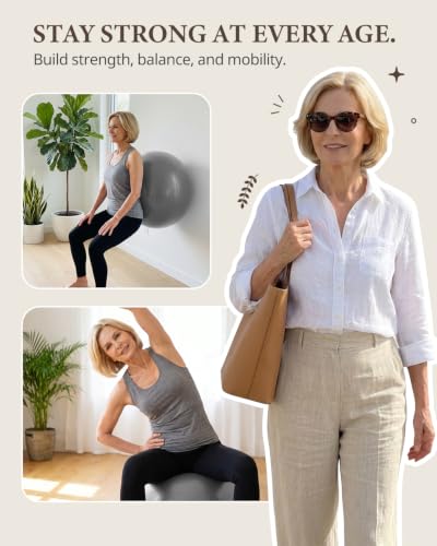 Trideer Yoga Ball for Exercise, Pregnancy, Active Sitting, 55/65/75cm - color: Silver gray, size: L(23-26ines/58-65cm)