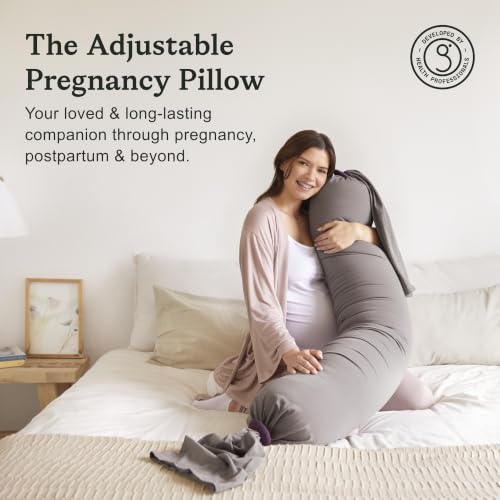 bbhugme Pregnancy Pillow, Stone - Adjustable Firmness & Shape - color: Stone