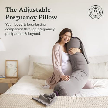 bbhugme Pregnancy Pillow, Stone - Adjustable Firmness & Shape - color: Stone