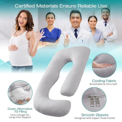 Cooling Pregnancy Pillows for Sleeping, 57'' Full Body Pillow, Light Grey - color: Light Grey, size: 57 Inch