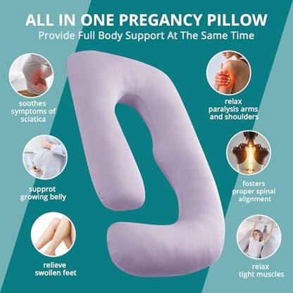 Cooling Pregnancy Pillows for Sleeping, 65'' Full Body Pillow, Lavender - color: Lavender, size: 65 Inch