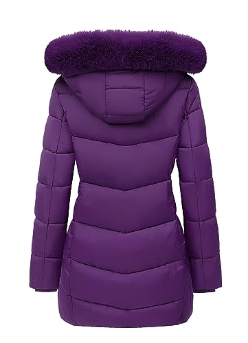 Women's Long Warm Winter Puffer Jacket Lightweight Fashions Down Coats - color: Purple, size: Small