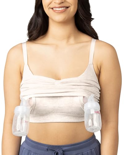 Kindred Bravely Sublime Hands Free Pumping Lounge & Sleep Bra, Nursing Bra - color: Oatmeal Heather, size: 1X