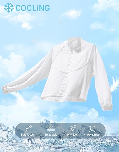 Soothfeel Women's Athletic Lightweight Jacket UPF 50+ Sun Protection Shirts - color: White, size: X-Small