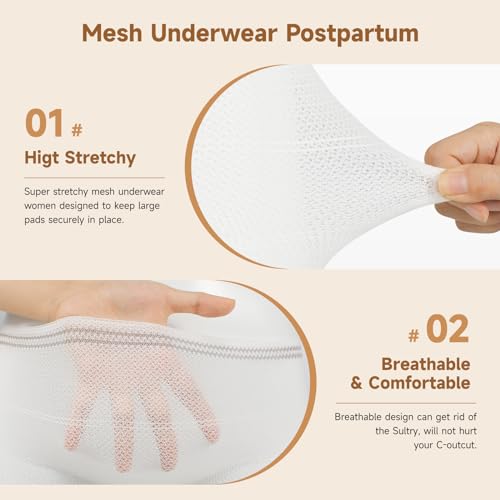 Carer Mesh Postpartum Underwear C-Section Recovery Breathable Soft 10 Count - color: 10pcs, size: Medium
