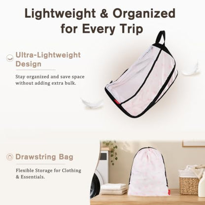 U+U 6 Set Compression Packing Cubes, Travel Organizers (Pink Bow) - color: Pink Bow, size: 6 Set