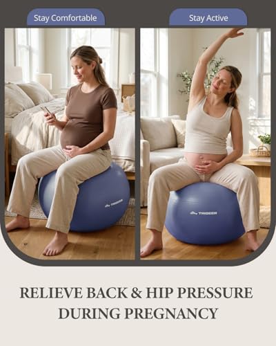 Trideer Yoga Ball for Exercise, Pregnancy, Active Sitting, 55/65/75cm - color: Midnight Blue, size: L(23-26ines/58-65cm)
