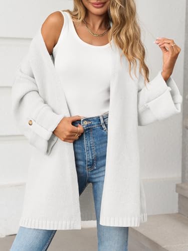 Saodimallsu Womens Oversized Long Cardigan Sweaters Casual Fall Trendy Coat - color: White, size: X-Large