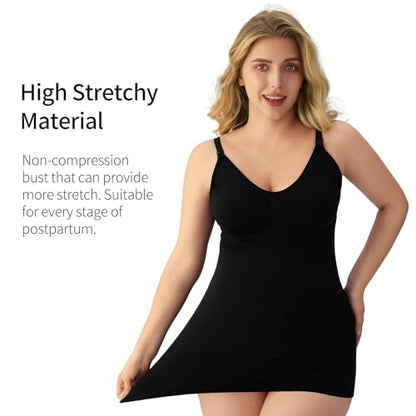 Angelhood Nursing Tank Tops Maternity Cami with Built in Bra - color: 3×black, size: Medium