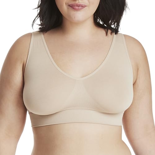 Hanes Women's Cozy Wireless Bra, Full-Coverage Pullover Bra, Seamless T-Shirt Bra - color: Nude, size: XX-Large