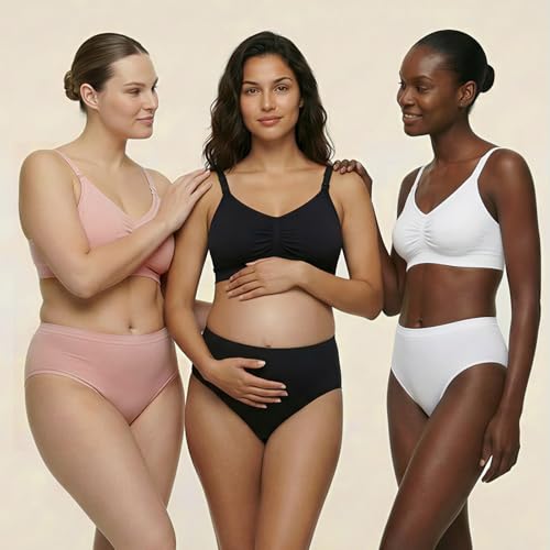 Under Control Nursing Bra 4-Pack - Wireless Maternity & Sleep Bra with Removable Pads - Comfortable Breastfeeding Bra (S-2XL) - color: Black/Coco/White/Coco, size: X-Large