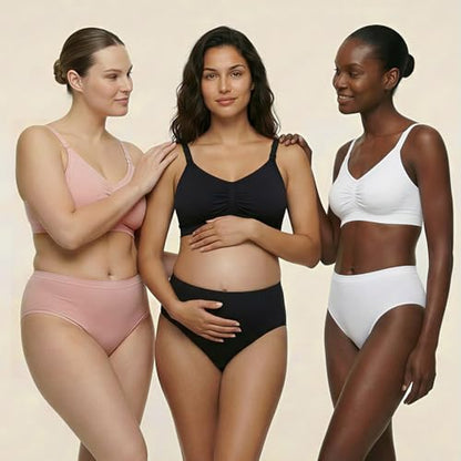 Under Control Nursing Bra 4-Pack - Wireless Maternity & Sleep Bra with Removable Pads - Comfortable Breastfeeding Bra (S-2XL) - color: Black/Coco/White/Coco, size: X-Large