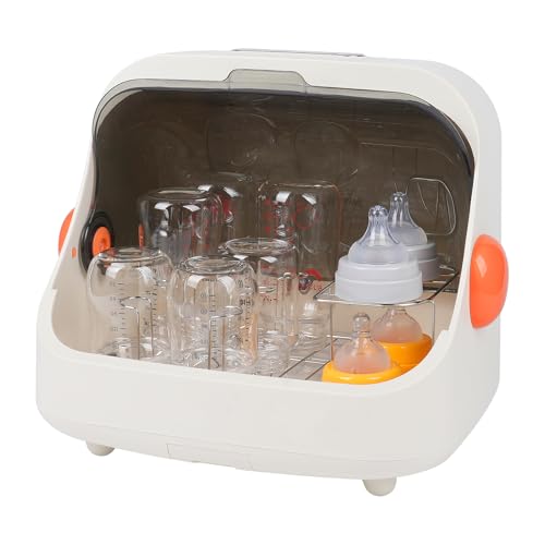 Transparent Baby Bottle Drying Rack with Cover - color: White