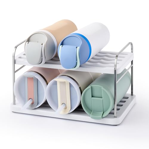 YouCopia UpSpace Water Bottle and Travel Mug Cabinet Organizer, Adjustable Storage Rack for 40 oz Stanley Tumblers, 6 Bottle Premium Edition - size: 6 Bottle Premium