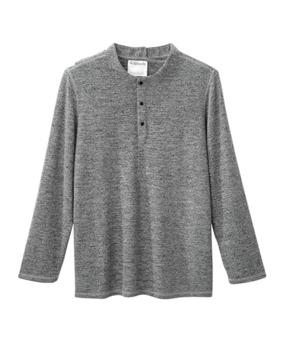 Silvert's Men's Open Back Long Sleeve Henley Shirt, Adaptive Assisted Dressing Top with Snap Closures - color: Charcoal Heather, size: Medium