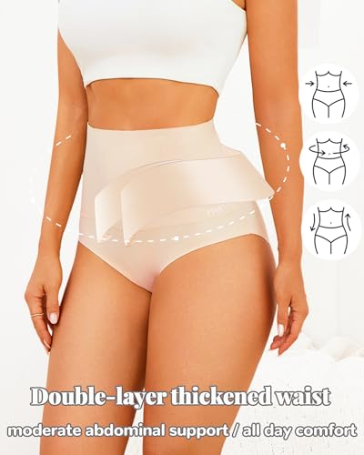 FINETOO Tummy Control Underwear Shapewear for Women Seamless High Waisted Panties Moderate Control Briefs S-3XL - color: A-4pack, size: XX-Large