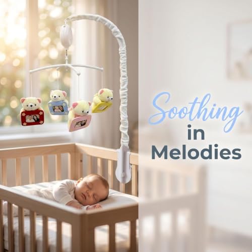 Baby Crib Mobile with DIY Photos Display for Girl Mobile Musical