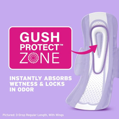 Poise Ultra Thin Incontinence Pads for Women, 4 Drop, Wings, 90 ct