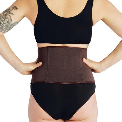 Belly Bandit BFF Postpartum Belly Wrap, Adjustable Abdominal Wrap - color: Brown, size: X-Small