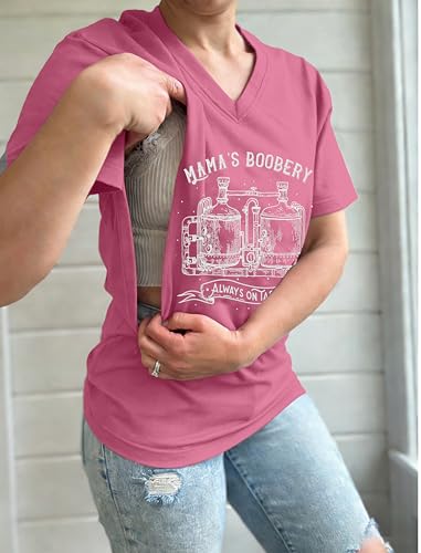 Nursing Shirts for Breastfeeding Women Zipper Maternity Graphic Tee - color: Light Pink, size: Medium