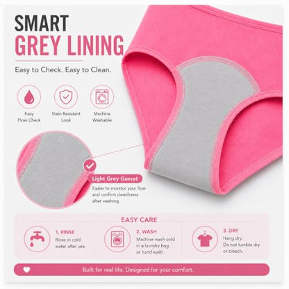 Leak Proof Period Underwear for Women Cooling Mesh Menstrual Panties Mid Waist Athletic Backup Briefs Multi-Pack - color: Essentials 4-pack, size: X-Large