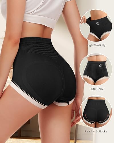 Womens Tummy Control Underwear High Waisted Shapewear Panties Shaper 4 Pack - color: Black*4, size: Medium