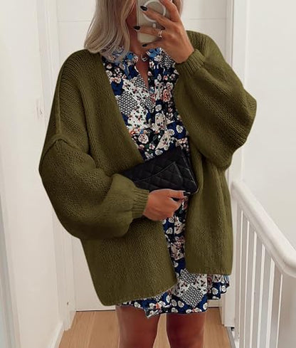 PRETTYGARDEN Womens Open Front Oversized Cardigan Sweaters - color: Army Green, size: X-Large