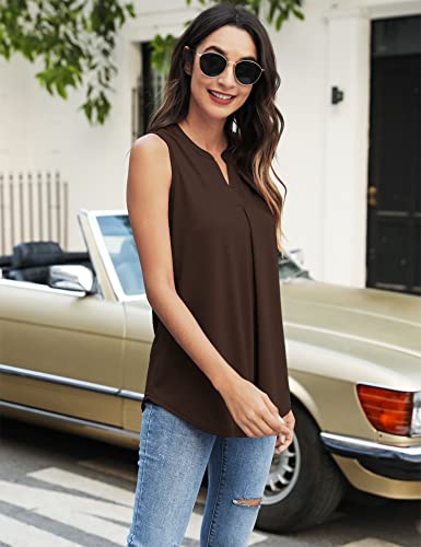Newchoice Womens Tank Tops Sleeveless Summer Blouses - color: Brown, size: XX-Large