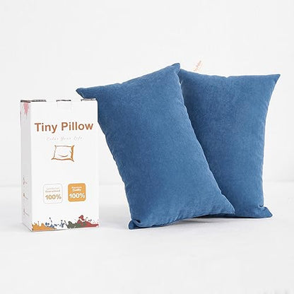 BEDSUM Plush Mini Pillows, 11 x 7, Microfiber, 2 Pack, Denim Blue - color: Denim Blue, size: 11x7 inches