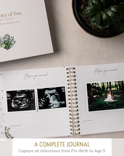 Baby Memory Book, First 5 Years, Botanical Baby Journal and Keepsake - color: Botanical Bliss