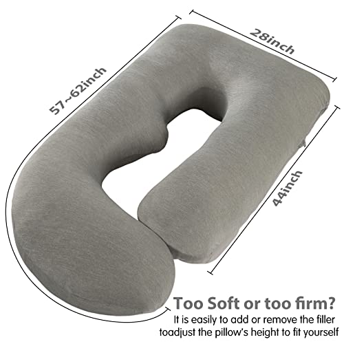 Elover U Shaped Pregnancy Pillow,Full Body Maternity Support - color: Cooling-dark Grey