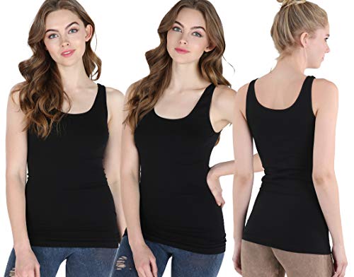 NIKIBIKI Women Seamless Premium Classic Tank Top, Made in U.S.A - color: 3 Pack: Black, Black, Black