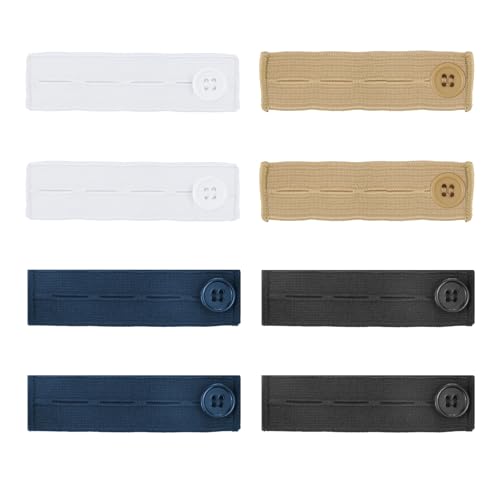 8 PCS Elastic Pants Waist Extenders, Adjustable Button Extender for Pants, Waistband Extender for Men and Women, Suitable for Jeans Pants Women and Men Jeans Dress (4 Colours) - color: 4 Colours
