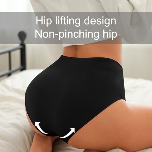High Waisted Womens Underwear Cotton Tummy Control Postpartum Full Coverage Panties Stretch Briefs Black - color: Black, size: Medium