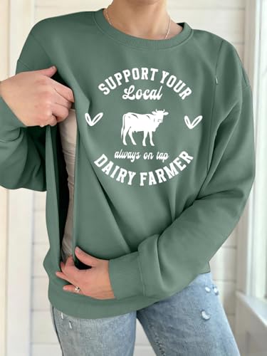 UNIQUEONE Nursing Sweatshirt Women Hidden Zip Breastfeeding Shirts - color: Green, size: Medium