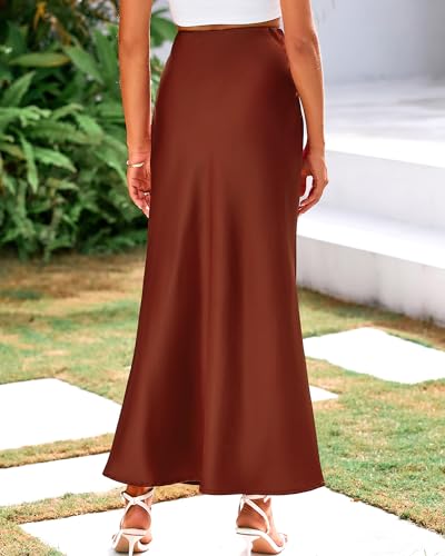 BTFBM Maxi Skirts for Women Business Casual - color: Brown, size: Medium