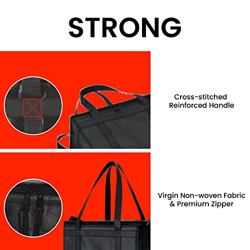 NZ home Insulated Food Bag, Portable Cooler Tote (Large, Black, 2 Pack) - color: Black, size: Large