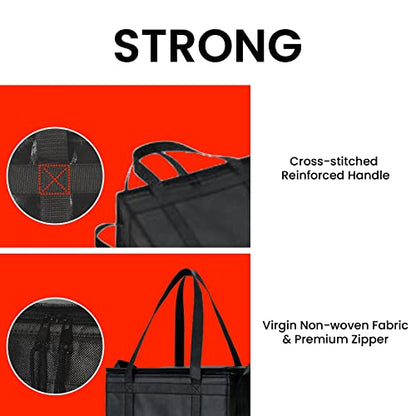 NZ home Insulated Food Bag, Portable Cooler Tote (Large, Black, 2 Pack) - color: Black, size: Large