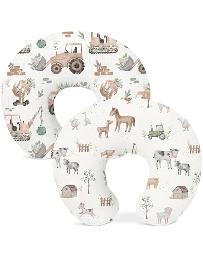 Nursing Pillow Covers 2 Pack, Stretchy Breastfeeding Pillow Covers for Baby - color: Little Farm
