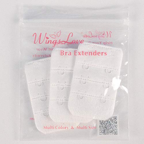 Wingslove Womens Bra Extender Bra Band Breathing room 3pcs-Pack Multi-size - color: White, 2 Hook 3/4 Inch