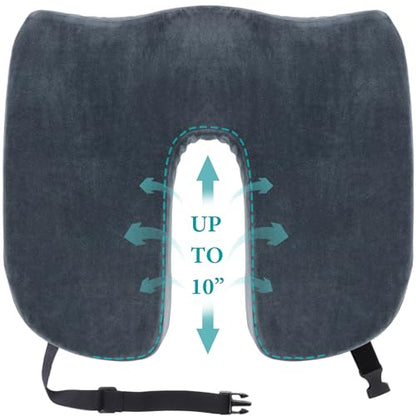 Tailbone Pain Relief Office Chair Cushion 10-Inch Extended U-Cutout