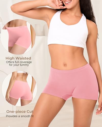 BAMBOO COOL Womens Boyshorts Underwear Mid Rise Boxer Briefs Panties - color: Multicoloured D (5-pack), size: X-Large